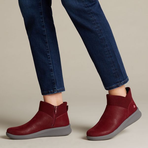 Clarks Womens Sillian 2.0 Dusk Ankle Boots Burgundy | UK-874136